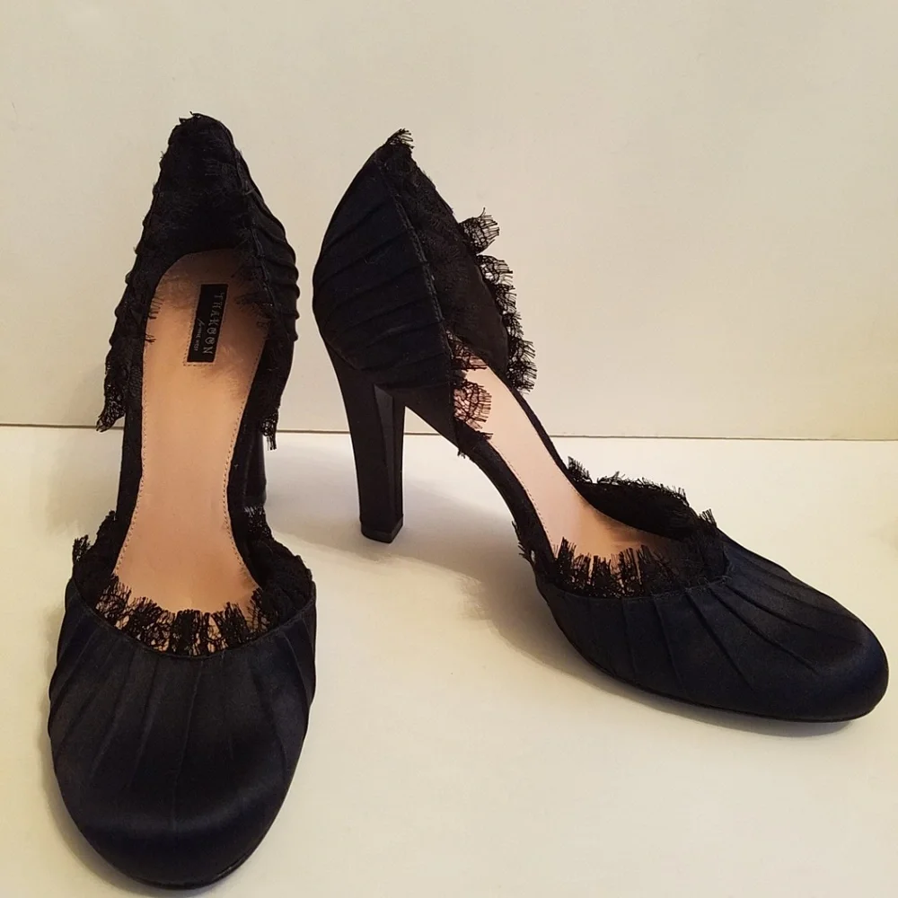 Thakoon Salon D'Orsay Satin Lace Heels Pumps - Picture 1 of 7